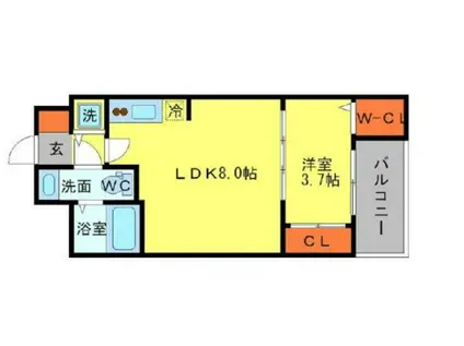 セレニテ北浜(1LDK/7階)の間取り写真