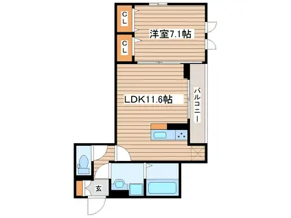 DーROOM MIYAMACHI3(1LDK/1階)の間取り写真