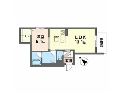 グリーンセント矢賀(1LDK/1階)の間取り写真