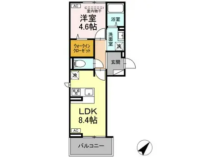 ポポンタ ミュー(1LDK/1階)の間取り写真