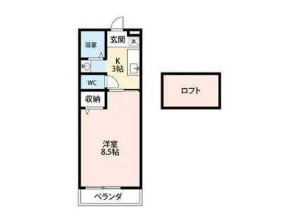 ウイング(1K/2階)の間取り写真