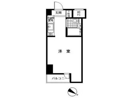 マリオン横浜II伊勢佐木北(ワンルーム/2階)の間取り写真