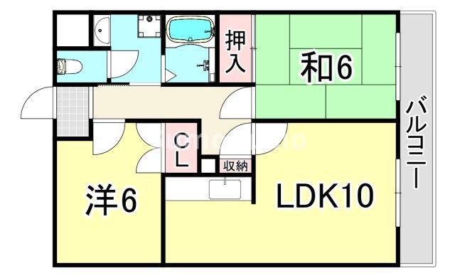 リュミエール鶴田(2LDK/3階)の間取り写真