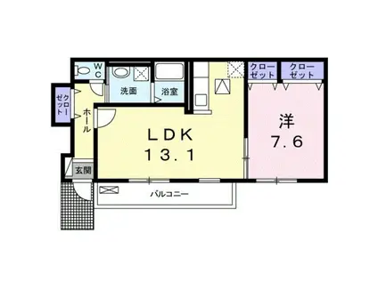 ヴェルデ・K I(1LDK/1階)の間取り写真