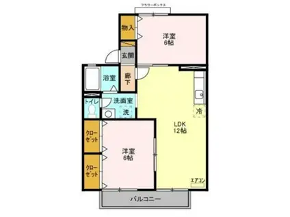 カーサみつわ台D(2LDK/2階)の間取り写真