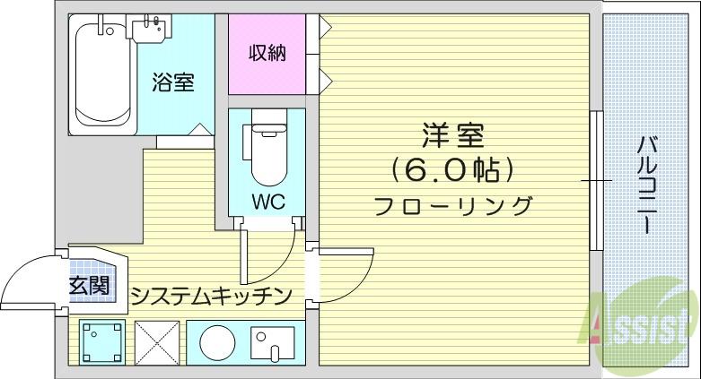 テラス苦竹(1K/5階)の間取り写真