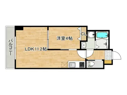 BOARDWALK府中(1LDK/4階)の間取り写真