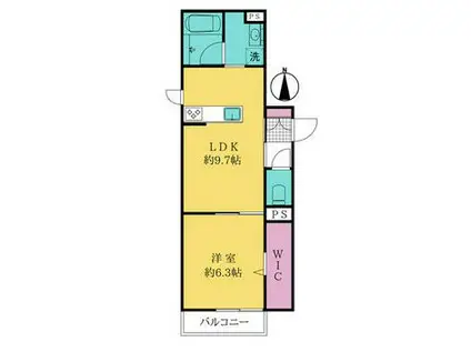 シャーメゾン大井町土田1丁目(1LDK/1階)の間取り写真