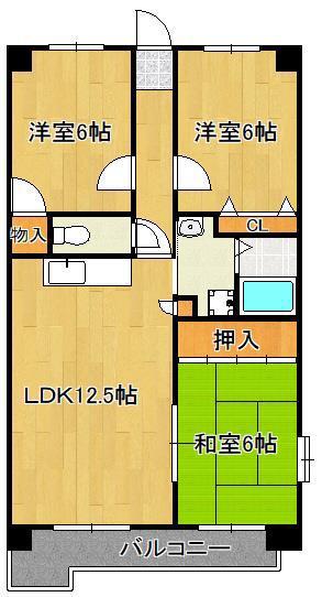 ハ-モニ-ハウス(3LDK/1階)の間取り写真