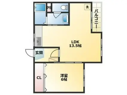 マンション山下(1LDK/3階)の間取り写真