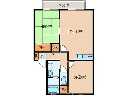 ラスル行田(2LDK/1階)の間取り写真