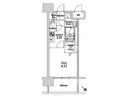 エンクレスト博多LIBERTY(1K/12階)の間取り写真