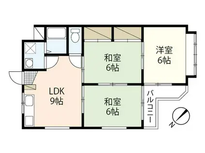 コーポねずみや(3LDK/2階)の間取り写真