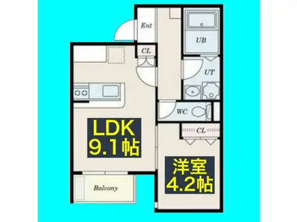 フローネル六番町(1LDK/1階)の間取り写真