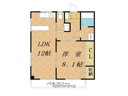 城ヶ丘ハイツ(1LDK/1階)の間取り写真