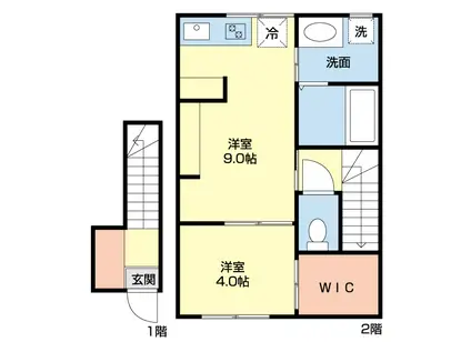 INTEGRAL SERIKAWA(1LDK/2階)の間取り写真