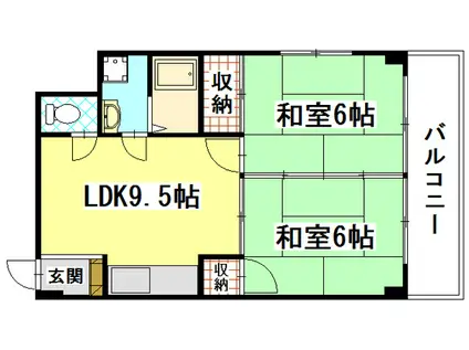 セシール茜(2DK/4階)の間取り写真