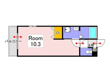 BELLAGIO(ワンルーム/2階)の間取り写真