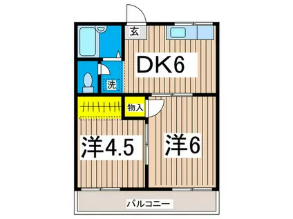 花立ハイツB(2DK/2階)の間取り写真
