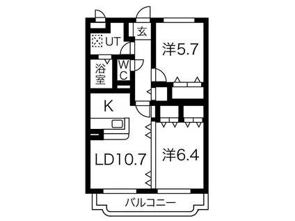グリーンステージ II(2LDK/1階)の間取り写真