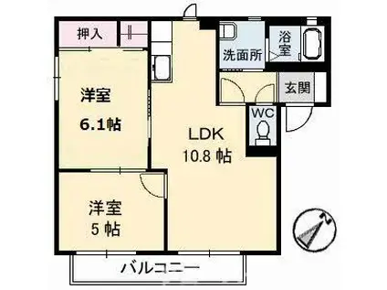 コスモタウン森岡II A棟(2LDK/2階)の間取り写真