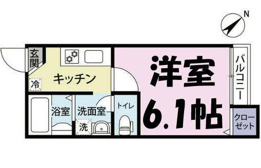 ソラーレ春日部(1K/2階)の間取り写真
