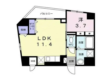 スリーピーラグーンII(1LDK/4階)の間取り写真