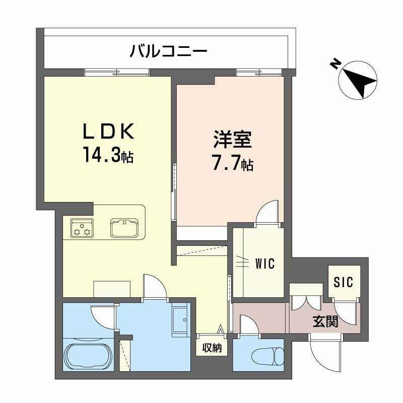 シャーメゾンプレミア鹿児島駅前(1LDK/3階)の間取り写真