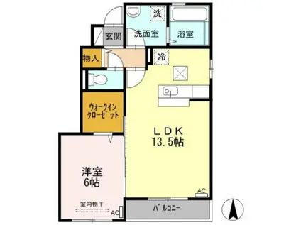 ルラシオン B棟(1LDK/1階)の間取り写真