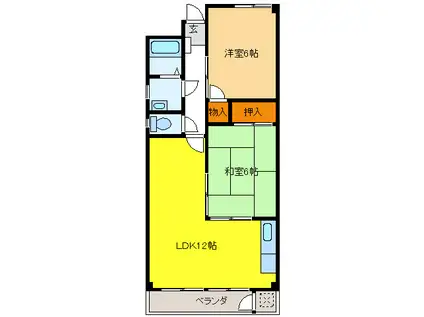 コスモ河村(2LDK/3階)の間取り写真