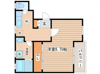 グランソール南仙台(1K/2階)の間取り写真