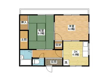 田崎アパート(2DK/2階)の間取り写真