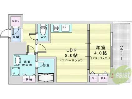 スプランディッド7(1LDK/6階)の間取り写真
