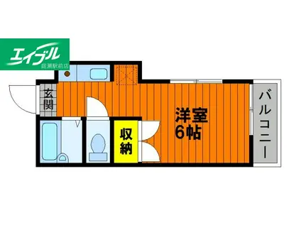 翠ハイツ(1DK/2階)の間取り写真