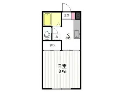 ハイツ萩の里(1K/1階)の間取り写真