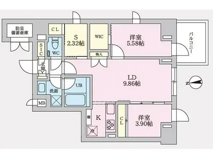 タスキプライムテラス後楽園(2SLDK/6階)の間取り写真
