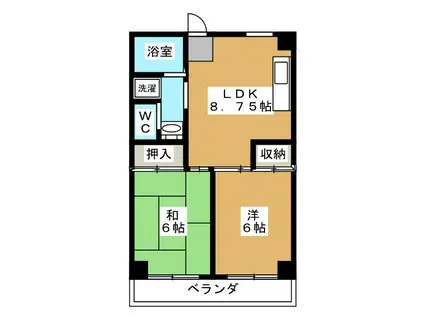 アメニティ・ヴィラ(2LDK/2階)の間取り写真