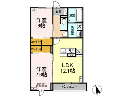 FORENA荒井(2LDK/2階)の間取り写真