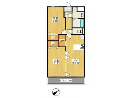 コリンシア市川(2LDK/5階)の間取り写真