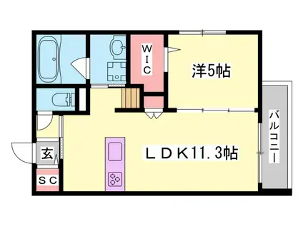 ヴィラージュ下手野(1LDK/3階)の間取り写真