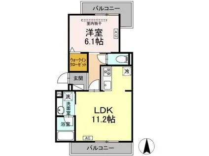 セレスティア本荘中ノ町 C(1LDK/3階)の間取り写真