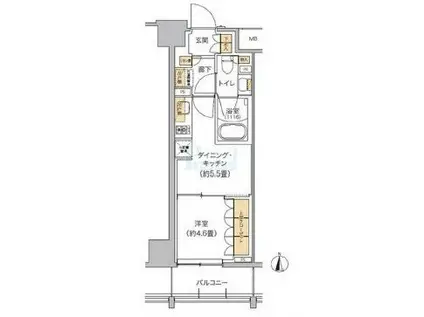 リビオメゾン東池袋(1DK/3階)の間取り写真