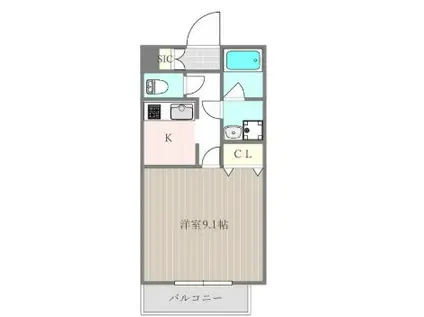 RAMSESA錦町(1K/4階)の間取り写真