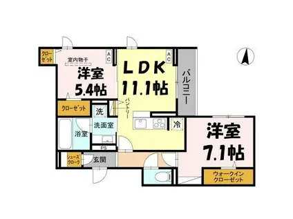 FORTUNA DUO(2LDK/3階)の間取り写真