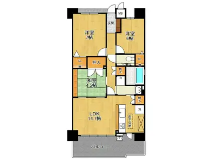 アルファステイツ仁川駅前(3LDK/3階)の間取り写真