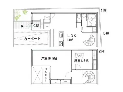 代官山メゾネット(2LDK/1階)の間取り写真