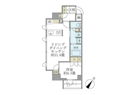 ジオエント駒込(1LDK/3階)の間取り写真