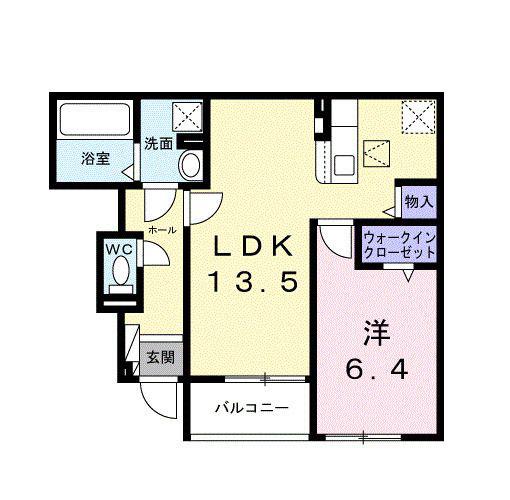 ヴェルデ ルーチェ(1LDK/1階)の間取り写真