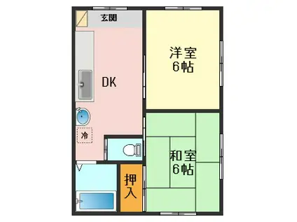 エンゼルハイツ(2DK/1階)の間取り写真