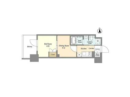 ジオエント上野稲荷町(2K/9階)の間取り写真